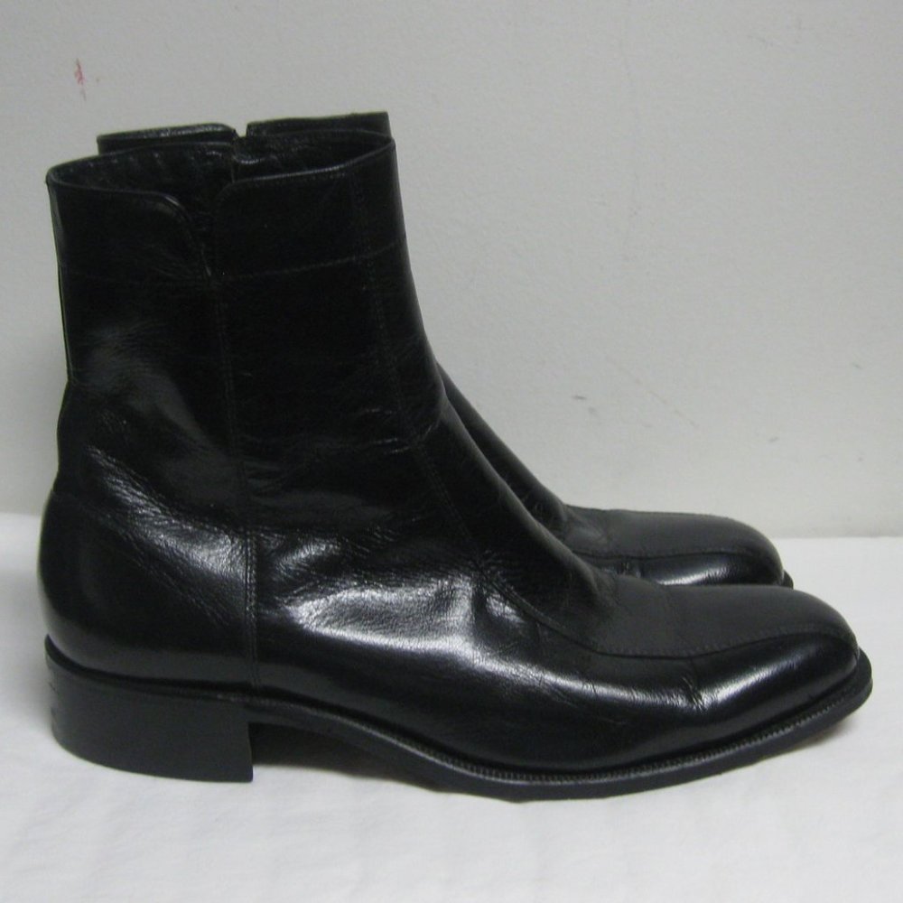 ***SOLD***Florsheim Chatman Black Leather Bike Toe Dress Boots Mens sz 8D - Picture 1 of 10